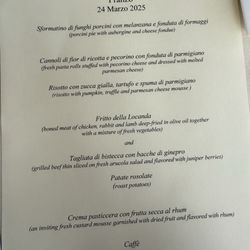 La Locanda di Pietracupa - Menu