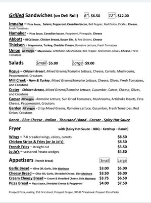 Menu photo 3 Prospect Pizza Prospect, OR