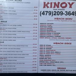 Kinoy Hibachi Express - Updated menu prices 2026