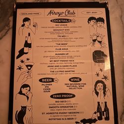 The Arroyo Club - Cocktail menu