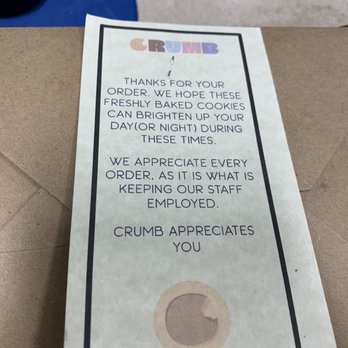 Crumb - A nice note :) - Desserts Near Me - New York, New York