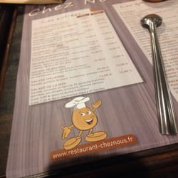 Chez Nous - La carte sur le set de table