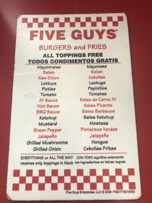 Menu photo 1 Five Guys Pinole, CA Menu photo 1 Five Guys Pinole, CA