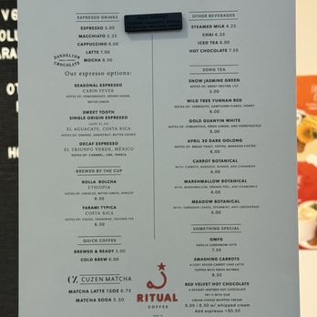 Ritual Coffee Roasters - Menu - Coffee & Tea Near Me - Napa, California
