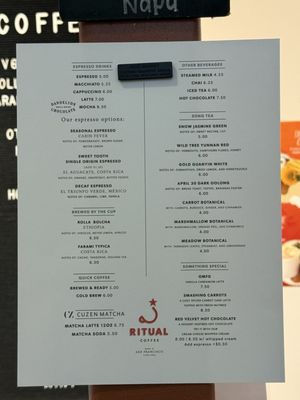 Menu photo 3 Ritual Coffee Roasters Napa, CA