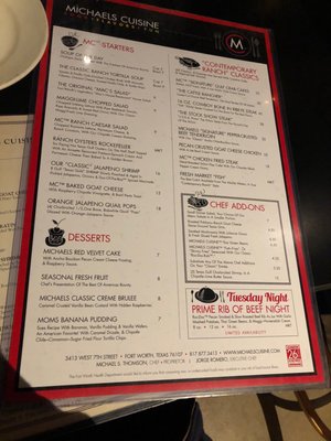 Menu photo 3 Michaels Cuisine Fort Worth, TX Menu photo 3 Michaels Cuisine Fort Worth, TX