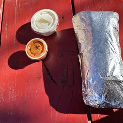 Halal Food Cart - Lamb shawarma with tzatziki and hot sauce
