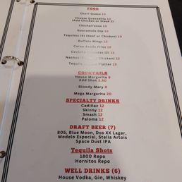 Happy hour menu