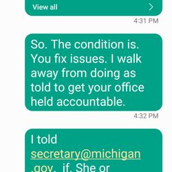 Secretary of State - Refiled complaint. Why. Proof of blackmail. I can post MorenoE1@michigan.gov shit to. But. This should suffice