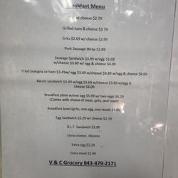 V and C Grocery - Menu