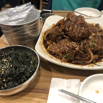 Mapo Gamjatang - Mapo Ppyeojjim with Korean rice ball side - Korean Near Me - Toronto, Ontario Mapo Gamjatang - Mapo Ppyeojjim with Korean rice ball side - Korean Near Me - Toronto, Ontario