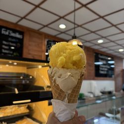 Two scoops mango and dulce de leche