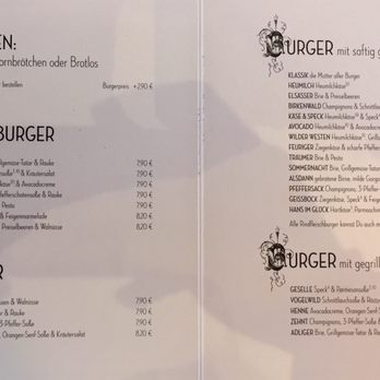 Hans im Glück - Ausschnitt aus der Speisekarte - Burgers Near Me - Paderborn, NW Hans im Glück - Ausschnitt aus der Speisekarte - Burgers Near Me - Paderborn, NW