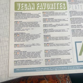 Anna's House - Okemos - Vegan menu - Breakfast & Brunch Near Me - Okemos, Michigan