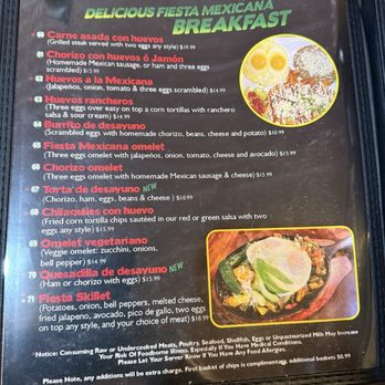 Fiesta Mexicana - Menu as of July 2026 - Mexican Near Me - Reno, Nevada