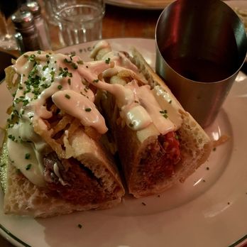 Maison Pickle - French Dip with Gruyère - Cocktail Bars Near Me - New York, New York Maison Pickle - French Dip with Gruyère - Cocktail Bars Near Me - New York, New York