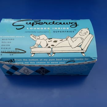 Superdawg Drive-In - A cute box the hotdog comes in! - Hot Dogs Near Me - Wheeling, Illinois Superdawg Drive-In - A cute box the hotdog comes in! - Hot Dogs Near Me - Wheeling, Illinois