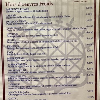 Sizin - Menu hors d'ouvres - Fast Food Near Me - Paris, 75