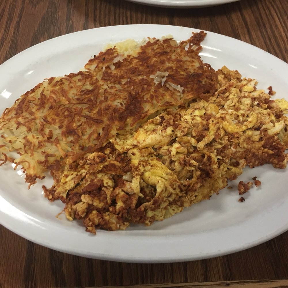 Cully's Restaurant - Chorizo and egg. Opted for hash browns versus beans or potatoes. Comes with your choice of toast too. - Breakfast & Brunch Near Me - Poway, California Cully's Restaurant - Chorizo and egg. Opted for hash browns versus beans or potatoes. Comes with your choice of toast too. - Breakfast & Brunch Near Me - Poway, California