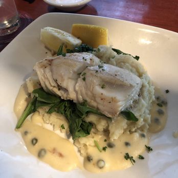 Red Rock Brewery - Sautéed Halibut & horseradish mashed potatoes - American Near Me - Murray, Utah Red Rock Brewery - Sautéed Halibut & horseradish mashed potatoes - American Near Me - Murray, Utah