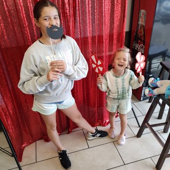 Bearded Bagel - The kids posing at Bearded Bagel's selfie booth. - Food Trucks Near Me - Indianapolis, Indiana