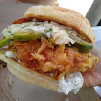 Dune Brothers - AMAZING potato chip crusted fish sandwich w/everything - New American Near Me - Providence, Rhode Island