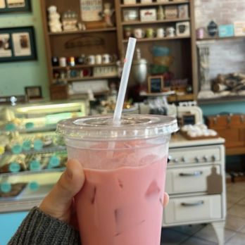 Mocha Magic Cafe and Bake Shop - Pink Velvet latte - Coffee & Tea Near Me - Modesto, California