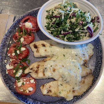 California Fish Grill - I had the Tilapia with garlic sauce, kale slaw, and fresh tomatoes with feta and basil. Delicious! - Seafood Near Me - Mesa, Arizona