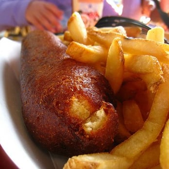Corn Dog Castle - Best Corndog! They give you fries too. At Disneyland you only have the option of Lays or apples. - Hot Dogs Near Me - Anaheim, California
