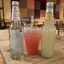 Le Pain Quotidien - Delicious Galvanina Organic Italian Sodas - Pink Grapefruit in the cup sparkling Lemon in the bottle!