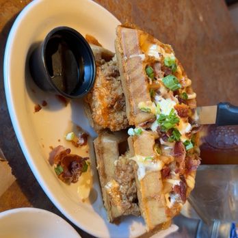 Huckleberry's - Stacked Chicken and waffles - Breakfast & Brunch Near Me - Fairfield, California Huckleberry's - Stacked Chicken and waffles - Breakfast & Brunch Near Me - Fairfield, California