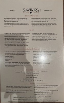 Menu photo 1 Savina's Denver, CO Menu photo 1 Savina's Denver, CO