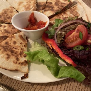 Mooch - Quesadillas - two cooked wraps filled with chorizo, salami, fresh coriander, mozzarella, spring onion, salsa and peppers - Coffee & Tea Near Me - Hebden Bridge, XWY Mooch - Quesadillas - two cooked wraps filled with chorizo, salami, fresh coriander, mozzarella, spring onion, salsa and peppers - Coffee & Tea Near Me - Hebden Bridge, XWY
