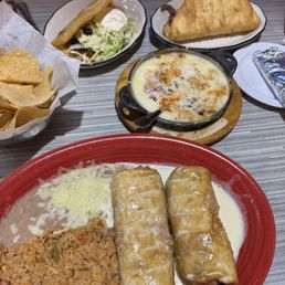Chimichanga, Choriqueso Fundido, 2 Small Tacos
