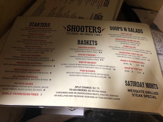 Menu photo 3 Shooter's Steakhouse and Saloon Tucson, AZ Menu photo 3 Shooter's Steakhouse and Saloon Tucson, AZ