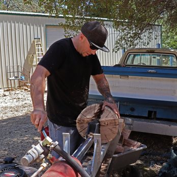 Chase Tree Service - Crack!!! Splitting the oak for firewood. - Tree Services Near Me