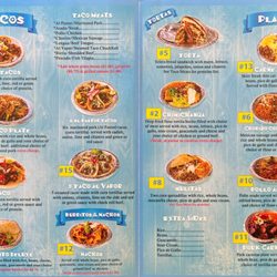Tacos El Bajio - Printed menu (inside)