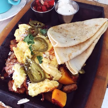 Yards Bruncheon - Breakfast Fajitas with chorizo, squash, jalapeños and grilled onions. Delicious! - New American Near Me - Spokane, Washington Yards Bruncheon - Breakfast Fajitas with chorizo, squash, jalapeños and grilled onions. Delicious! - New American Near Me - Spokane, Washington