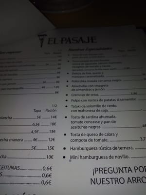 Menu photo 6 El Pasaje Tapas Seville, SE