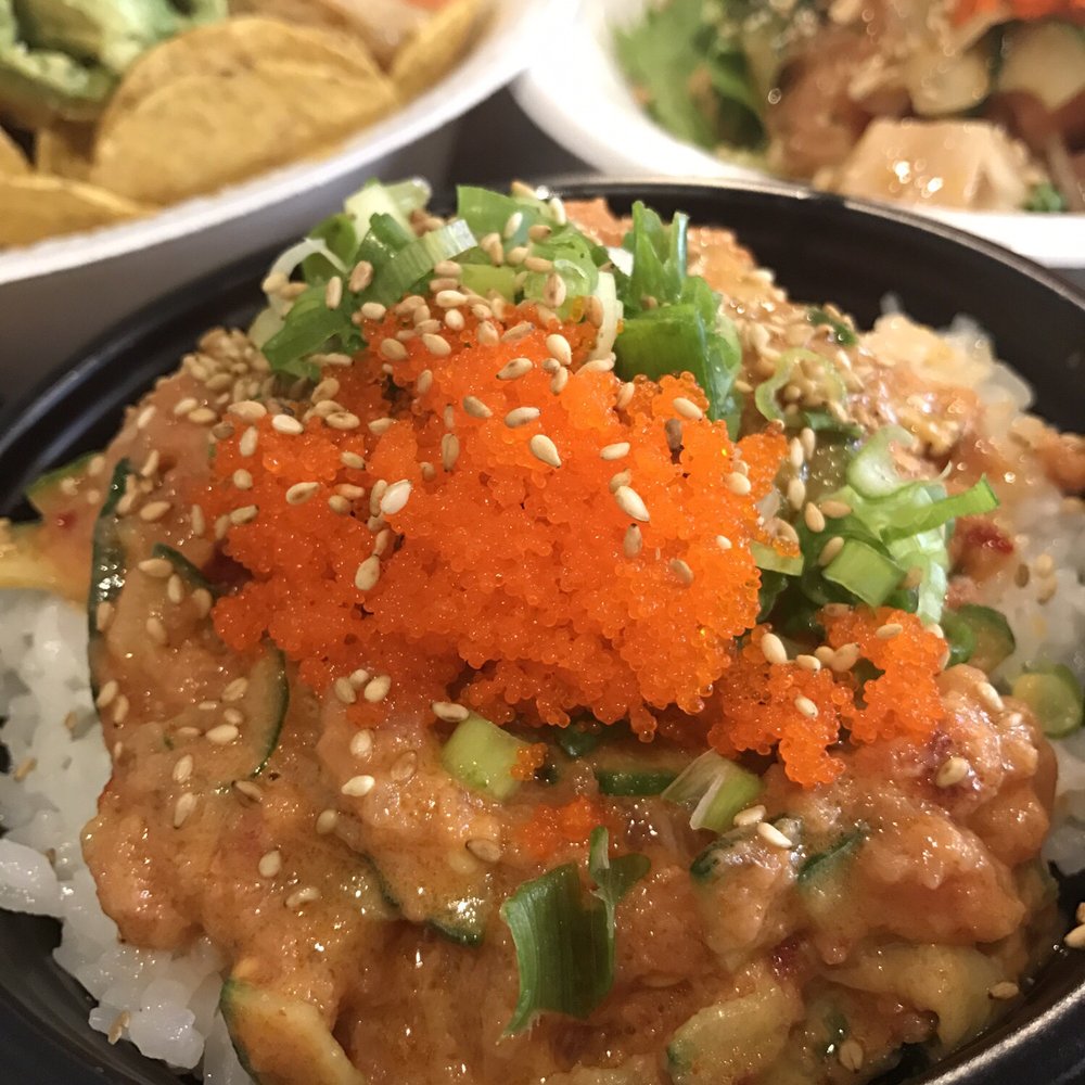 PokiNometry - $8 Small size with white rice, masago, imitation crab, avocado, sesame seeds, and green onion. - Japanese Near Me - Anaheim, California PokiNometry - $8 Small size with white rice, masago, imitation crab, avocado, sesame seeds, and green onion. - Japanese Near Me - Anaheim, California