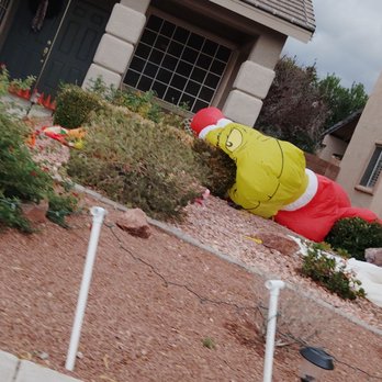 Sandy Ridge Neighborhood - The Grinch had a little too much egg nog and won't be stealing Xmas this year! - Holiday Decorating Services Near Me - Henderson, Nevada