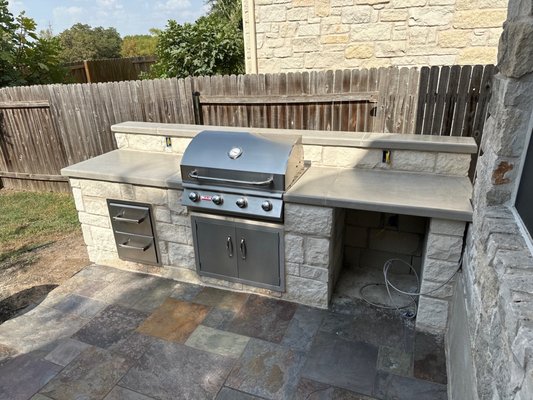 OUTDOOR KITCHEN PROJECT - Our awesome client hired us to build a stone grill, enclosure, and patio. He was delighted with the outcome! OUTDOOR KITCHEN PROJECT - Our awesome client hired us to build a stone grill, enclosure, and patio. He was delighted with the outcome!
