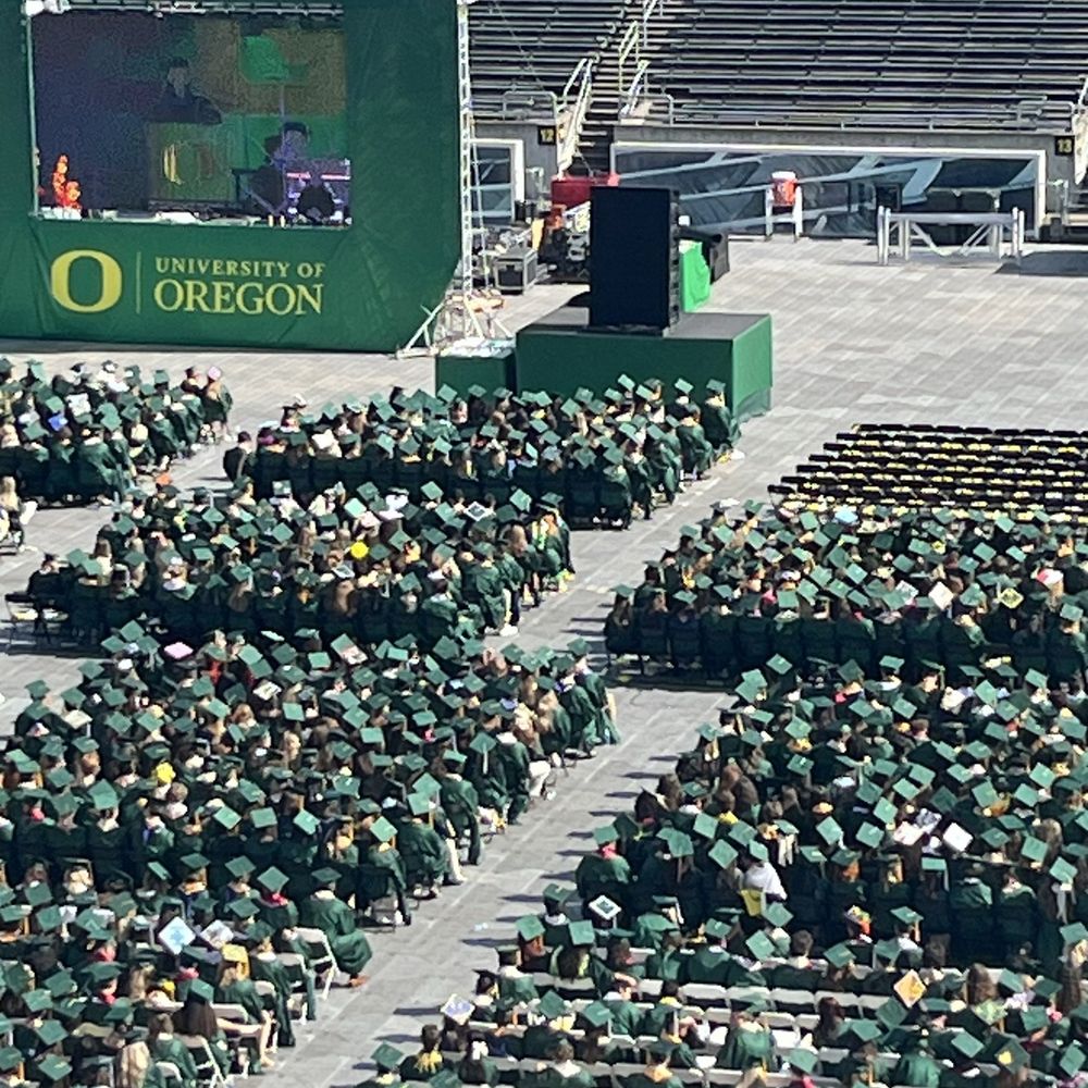 Autzen Stadium - Commencement ceremony... Notice how the field is covered to protect the grass - Stadiums & Arenas Near Me - Eugene, Oregon