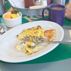 Dairyman's Diner - what remains of my veggie omelette and hash brown patty
