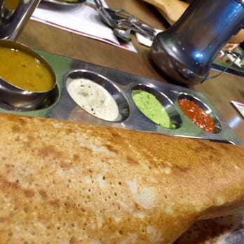 Saravanaa Bhavan - Paper Masala Dosa with chutney! - Indian Near Me - Scarborough, Ontario Saravanaa Bhavan - Paper Masala Dosa with chutney! - Indian Near Me - Scarborough, Ontario