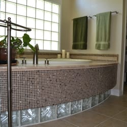 Radius Jacuzzi  tub with glass block