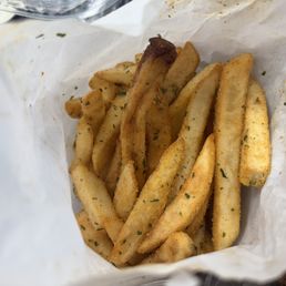 Seasoned French fries close up
