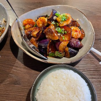Burma Choice - Eggplant garlic shrimp and white rice. Yum 5/5 - Burmese Near Me - San Jose, California Burma Choice - Eggplant garlic shrimp and white rice. Yum 5/5 - Burmese Near Me - San Jose, California