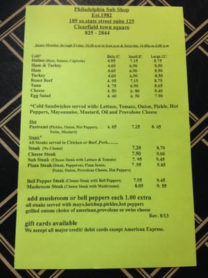 Menu photo 4 Philadelphia Sub Shop Clearfield, UT Menu photo 4 Philadelphia Sub Shop Clearfield, UT