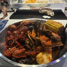 Mussels, crab and crawfish...sauce was great and so was the service! We'll definitely be back. Mussels, crab and crawfish...sauce was great and so was the service! We'll definitely be back.